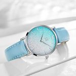 Ultra Thin Shell Dial Women Watch with Genuine Leather