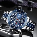 Mens Chronograph Business Watch - Stylish Stainless Steel Waterproof Timepiece with Auto Date Function