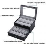 BEWISHOME Watch Box Organizer 20 Men Display Storage Case