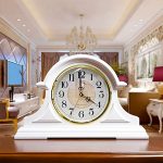 White Retro Mantle Vintage Table Clock