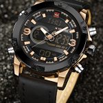 Tonnier Genuine Leather Band Analog Digital LED