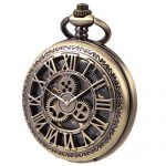 Pocket Watch Skeleton Mechanical Double Case Hand-Wind