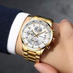 CRRJU Mens Watches Fashion Business 3-Sub Dial Full Steel