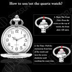 SIBOSUN Pocket Watch Men Chain Fob Quartz Engraved