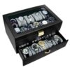 Ikee Design Deluxe Black Watch Display Box with Key Lock