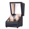 Single Watch Winder Flexible Plush Pillow, in Wood Shell and Black Leather