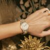 Diamond Gold Plated Wrist Watch Steel Bracelet