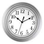 Silver Wall Clock 9 inch Silent Non Ticking Quartz