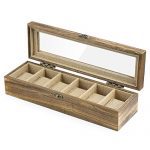 Watch Box Case Organizer Wood Box with Glass Top