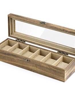 Watch Box Case Organizer Wood Box with Glass Top