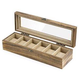 Watch Box Case Organizer Wood Box with Glass Top
