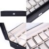 24 Slot Elegant Portable Black Watch Box Case Organizer