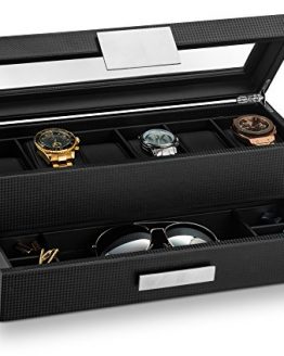 Glenor Co Watch Box with Valet Drawer for Men