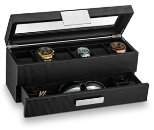 Glenor Co Watch Box with Valet Drawer for Men