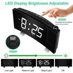 Digital Projection Alarm Clock Large 8” LED Curved Screen Display with USB Charger and Loud Dual Alarms for Bedroom, Plug-in 180° Projector 12/24 H Wall Ceiling Clock for Heavy Sleeper Kid Elderly