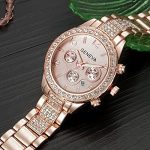 Unisex Luxury Pave Floating Crystal Diamonds Quartz Watch