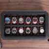 12 Slot Leather Watch Box - Luxury Watch Case Display Organizer