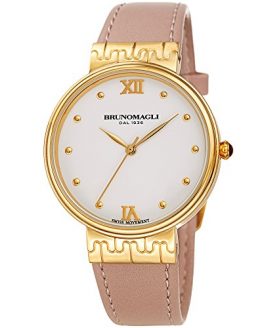 Bruno Magli White Dial Pale Pink Italian Leather Strap Watch