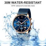 Blue Mesh Stainless Steel Waterproof Wrist Watch TIMEWHEEL