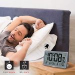 WallarGe Digital Wall Clock with Temperature, Humidity, AutoSet & 8 Time Zones – Large Display Gray