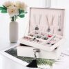 Elegant Black Jewelry Organizer Box - Two-Layered Luxury PU Leather Display Case with Lock for Women