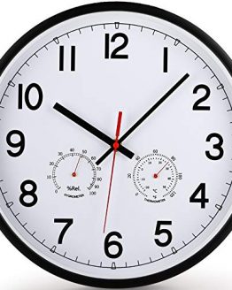 12-Inch Wall Clock with Temperature and Humidity