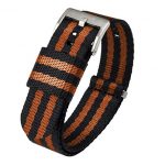 24mm Black, Orange - BARTON Jetson NATO Style Watch Strap