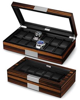 Wood Luxury Watch Box with Large Glass Window