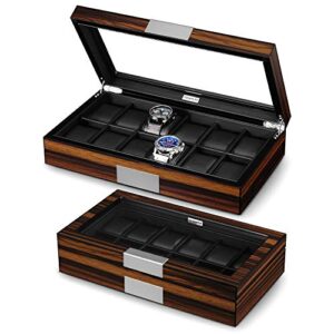 Wood Luxury Watch Box with Large Glass Window
