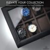 Black Leather Watch Box - Elegant 8 Slot Watch Organizer with Drawer Valet for Men, Luxury Mens Watch Case for Large Watches, Wrist Watch Storage Case