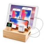 Bamboo Charger Station Smart Watch Holder