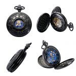 ManChDa Mechanical Roman Numerals Dial Skeleton Pocket Watches