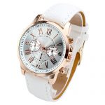 Women's Analog Watch Leather Band Rose Gold Tone