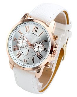 Women's Analog Watch Leather Band Rose Gold Tone