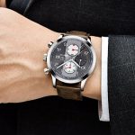 BENYAR Chronograph Waterproof Watches Business Leather Band Strap