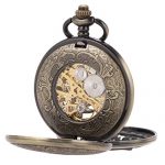 Pocket Watch Antique Dragon Mechanical Skeleton SIBOSUN Double Cover