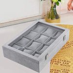 12-Slot Watch Box Organizer with Velvet Interior and Glass Lid