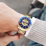 Mens Watches Mechanical Automatic Self-Winding Stainless Steel Skeleton