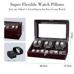 6 Watch Winder with 7 Storages Box Case - Super Quiet Mabuchi Motor, Zero Magnetization, Programmed Rotational Setting