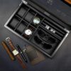 Lifomenz Co Watch Jewelry Box for Men 6 Slot Watch Box