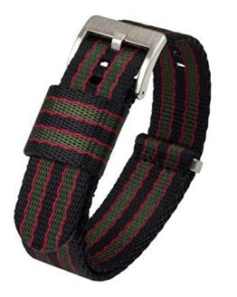 NATO Style Watch Strap Green, Red 22mm