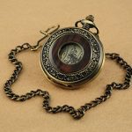VIGOROSO Men's Hand-Wind Mechanical Pocket Watch – Vintage Steampunk Wood Grain Design with Chain & Gift Box