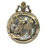 SIBOSUN Pocket Watch Steampunk Wolf Wolves Pattern Chain