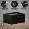 Black Leather Watch Box - Elegant 8 Slot Watch Organizer with Drawer Valet for Men, Luxury Mens Watch Case for Large Watches, Wrist Watch Storage Case