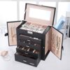 Homde Synthetic Leather Huge Jewelry Box Mirrored Watch