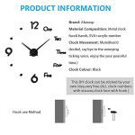 3D Frameless DIY Wall Clock Large Modern 3D