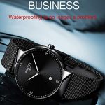 Ultra-Thin Men's Quartz Watch with Black Mesh Band – Sleek Blue & Black Dial Minimalist Design