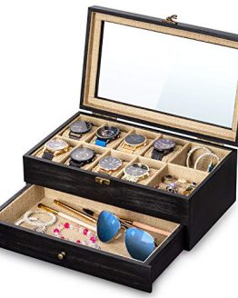 SRIWATANA Watch Box Display Case, 8 Slot Watch Organizer