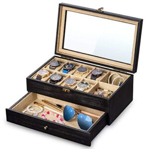 SRIWATANA Watch Box Display Case, 8 Slot Watch Organizer