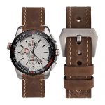 WOCCI 18mm Watch Band, Dark Brown Saddle Style